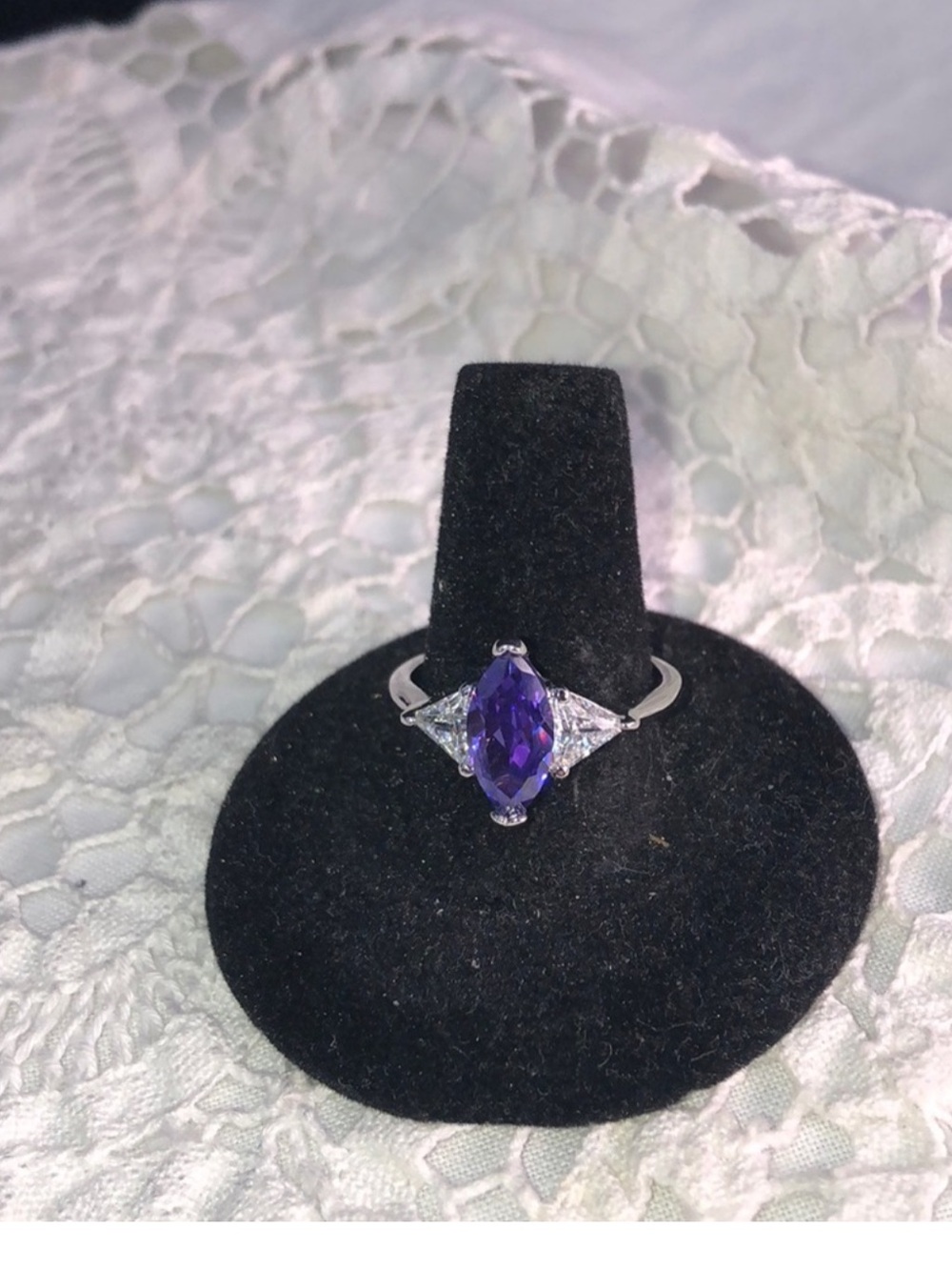Purple Marquise Stone Silver Ring